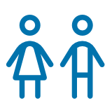 Kids' Corner quick link blue icon of two stick figures