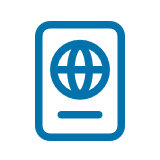Passports quick link blue icon of a passport