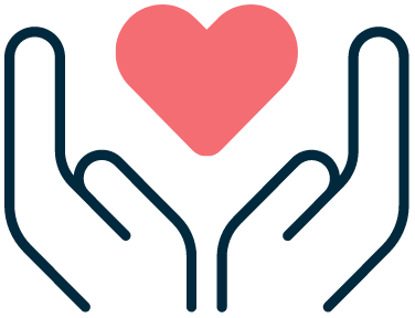 Friends icon with hands and a heart