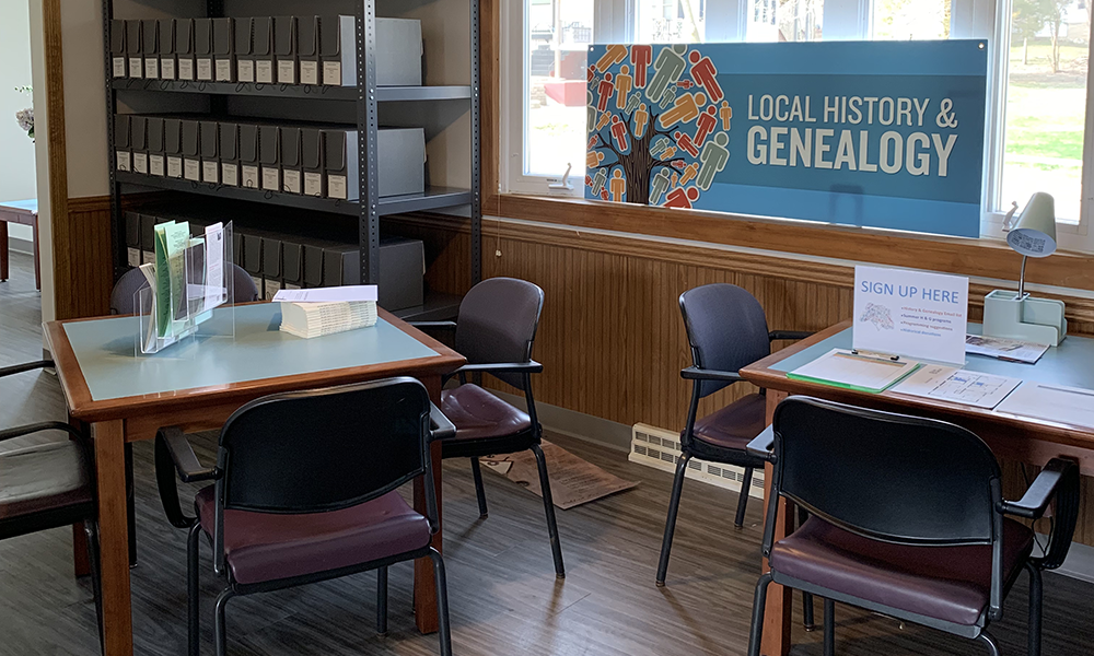Research Table in the Local History and Genealogy room