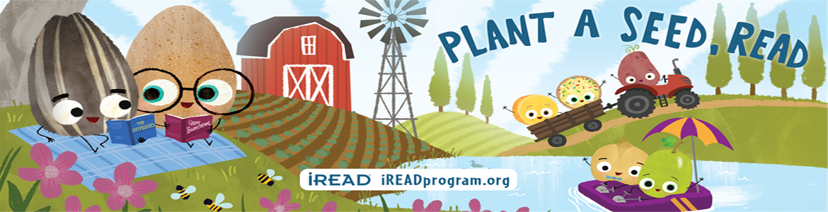 An illustration of a farm where Seeds are seated in the grass reading "The Odyseed"