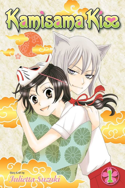 A young girl hugs a boy with silver hair and cat ears.