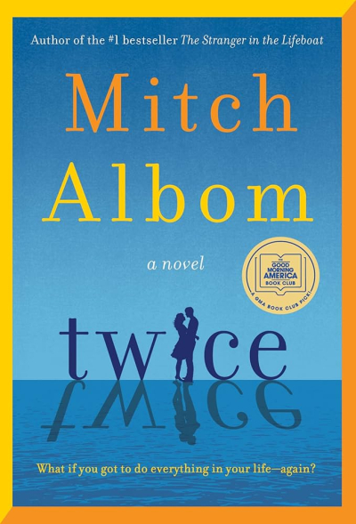 The title "Twice" has the "I" replaced with a silhouette of a couple, which is reflected in water.