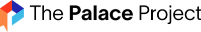 The Palace Project black text logo with an orange, red, purple, and blue ribbon