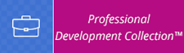 Professional Development Collection blue and pink backgrounds with white text and a white outline of a briefcase