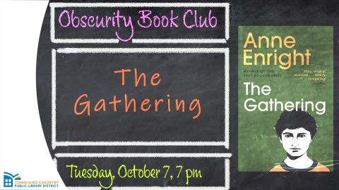 Chalkboard drawing of the book cover for The Gathering