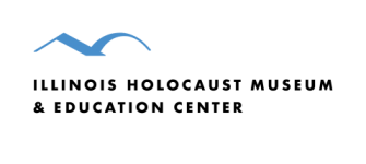 Illinois Holocaust Museum & Education Center in grey text with a blue bird in flight